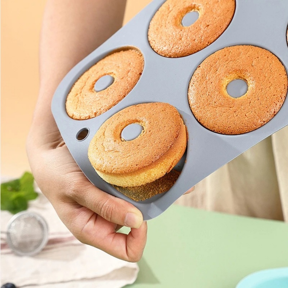 Donut Mold Silicone - Molde para Hornear de 6 Cavidades,