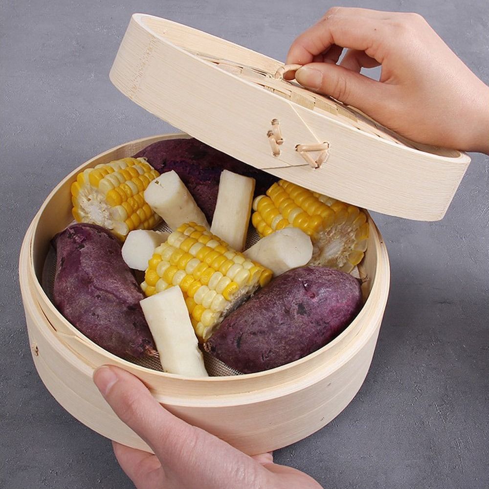 Bao Steamer Bamboo - Vaporera China de Bambú con Tapa